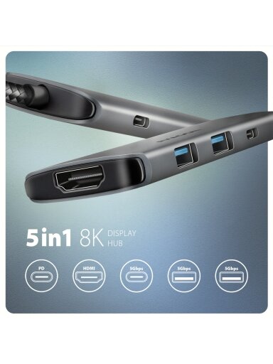 AXAGON USB-C 5Gbps 5in1 8K Hub | HMC-5H8K