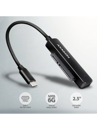 AXAGON USB-C 5Gbps - SATA 6G, 2.5" SSD/HDD SLIM Adapter | ADSA-FP2C AXAGON USB-C 5Gbps - SATA 6G, 2.5" SSD/HDD SLIM Adapter | ADSA-FP2C