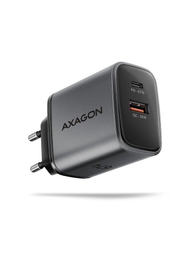 AXAGON Wall charger 67W, 2x port (USB-A + USB-C) PD3.0/PPS/QC4+/SFC 2.0/Apple | ACU-PQ67