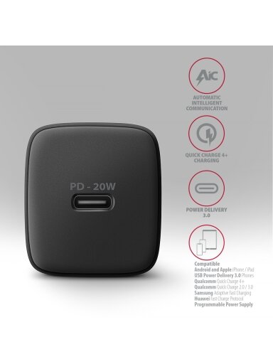 AXAGON Wallcharger 1x port USB-C, PD3.0/PPS/QC4+/AFC/FCP/Apple, 20W | ACU-PD20 AXAGON Wallcharger 1x port USB-C, PD3.0/PPS/QC4+/AFC/FCP/Apple, 20W | ACU-PD20