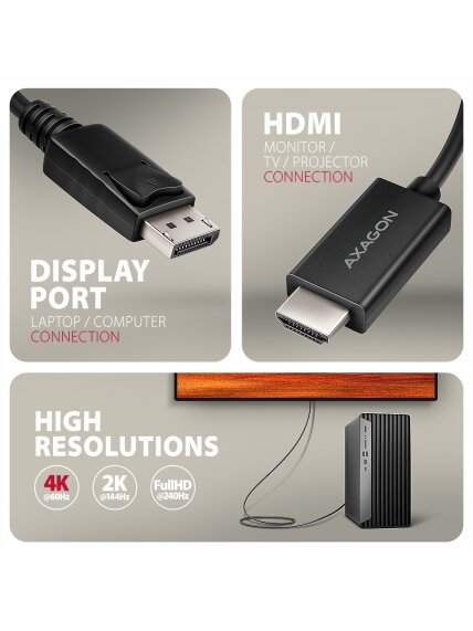 AXAGON Active cable RVD-HI20C2 | DisplayPort to HDMI | 1.8 m 4 AXAGON Active cable RVD-HI20C2 | DisplayPort to HDMI | 1.8 m 4