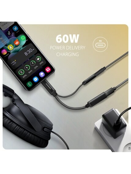 AXAGON | ADA-HCPD USB-C - Hi-Res DAC Audio Adapter PD, 60W 5