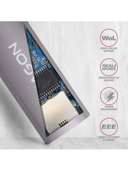 AXAGON ADE-TRC Compact aluminum USB-C 3.2 Gen 1 Gigabit Ethernet 10/100/1000Mbit adapter with automatic installation 4