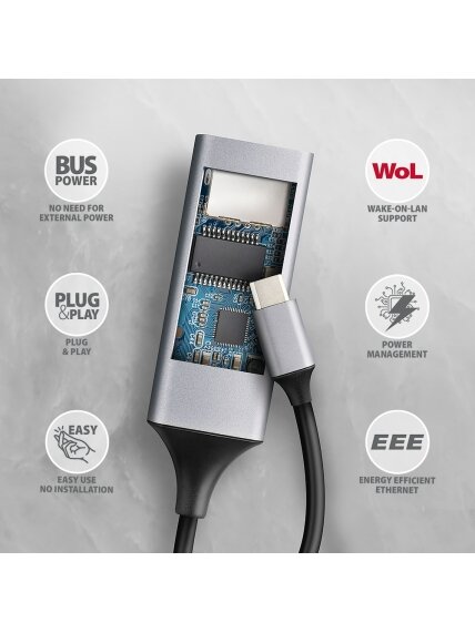 AXAGON | ADE-TXPD USB-C Gigabit Ethernet Adapter with PD 100W 5 AXAGON | ADE-TXPD USB-C Gigabit Ethernet Adapter with PD 100W 5