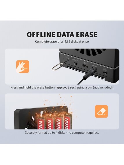 AXAGON ADSA-M2C44 USB4 docking station for 4x M.2 NVMe SSDs with disk cloning function without a PC 8 AXAGON ADSA-M2C44 USB4 docking station for 4x M.2 NVMe SSDs with disk cloning function without a PC 8