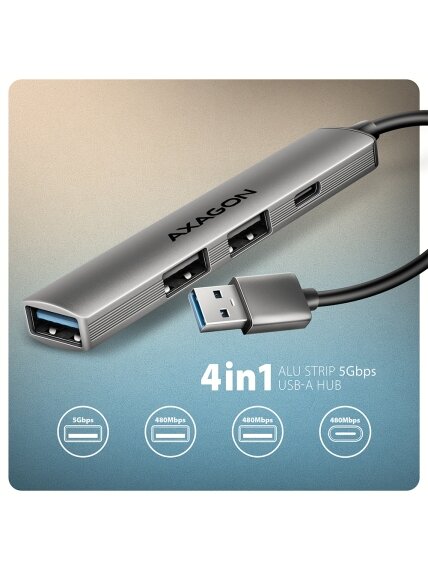 AXAGON ALU STRIP USB-A 4 port hub | HUE-STA 1 AXAGON ALU STRIP USB-A 4 port hub | HUE-STA 1