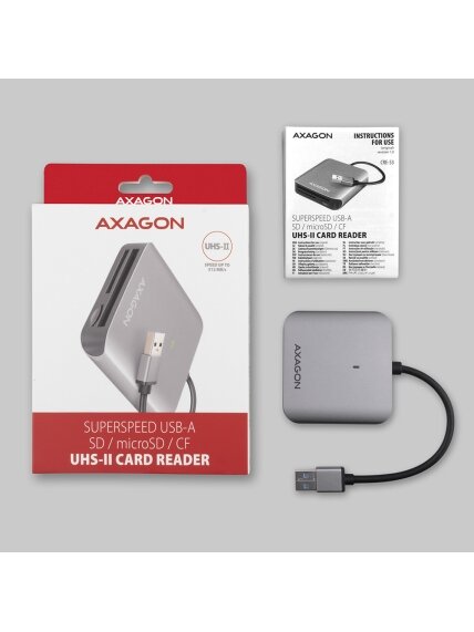 AXAGON Aluminum high-speed USB-A 3.2 Gen 1 memory card reader, 3 slots | CRE-S3 6