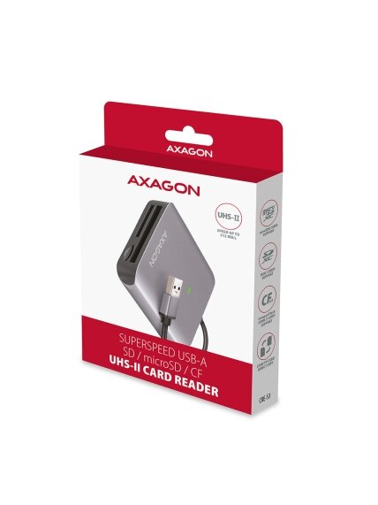 AXAGON Aluminum high-speed USB-A 3.2 Gen 1 memory card reader, 3 slots | CRE-S3 7