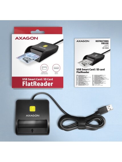 AXAGON Compact desktop USB contact Smart/ID card reader with long, USB-A cable | CRE-SM3N 4