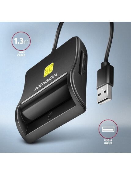 AXAGON Compact desktop USB contact Smart/ID & SD/microSD/SIM card reader with long, USB-A cable | CRE-SM3SD 4 AXAGON Compact desktop USB contact Smart/ID & SD/microSD/SIM card reader with long, USB-A cable | CRE-SM3SD 4