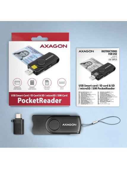 AXAGON Compact travel USB-A + USB-C contact Smart/ID card and SD/microSD/SIM card reader | CRE-SMP2A 7 AXAGON Compact travel USB-A + USB-C contact Smart/ID card and SD/microSD/SIM card reader | CRE-SMP2A 7