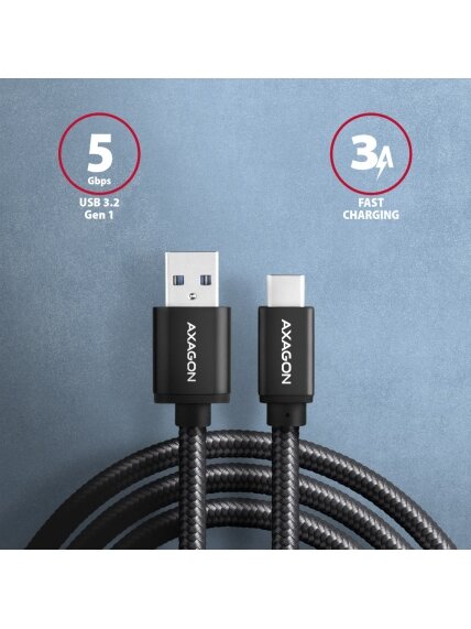 AXAGON | Data and charging cable | BUCM3-AM20AB | USB Type-C to USB Type-A 1 AXAGON | Data and charging cable | BUCM3-AM20AB | USB Type-C to USB Type-A 1