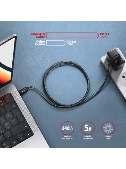 AXAGON | Data and charging USB 480Mbps cable, 3 m | BUCM2-CM30AB | USB-C to USB-C 3 AXAGON | Data and charging USB 480Mbps cable, 3 m | BUCM2-CM30AB | USB-C to USB-C 3