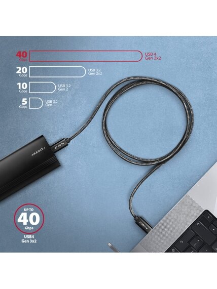 AXAGON | Data and charging USB4 Gen 3x2 cable, 1 m | BUCM3-CM15AB | USB Type C - USB Type C 6 AXAGON | Data and charging USB4 Gen 3x2 cable, 1 m | BUCM3-CM15AB | USB Type C - USB Type C 6