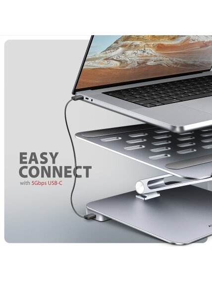 AXAGON Desk Mount | HMC-STND USB-C 5Gbps Stand and Hub 7in1 | Adjustable Height, Tilt | 10-16 " | Aluminum 8