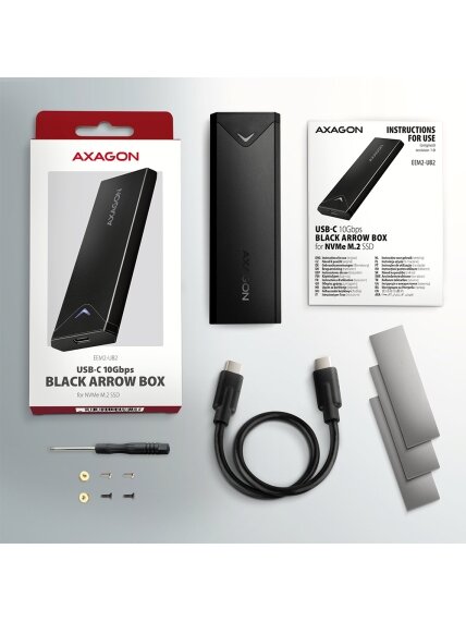 AXAGON External USB-C 10Gbps metal box for M.2 NVMe SSD disks | EEM2-UB2 10 AXAGON External USB-C 10Gbps metal box for M.2 NVMe SSD disks | EEM2-UB2 10