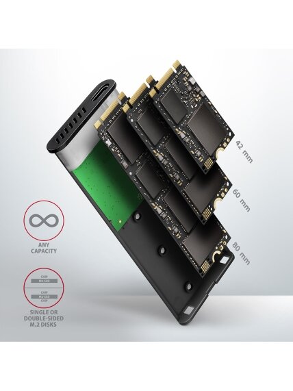 AXAGON External USB-C 3.2 Gen 2 metal box for M.2 SATA SSD disks | EEM2-SBC 8 AXAGON External USB-C 3.2 Gen 2 metal box for M.2 SATA SSD disks | EEM2-SBC 8