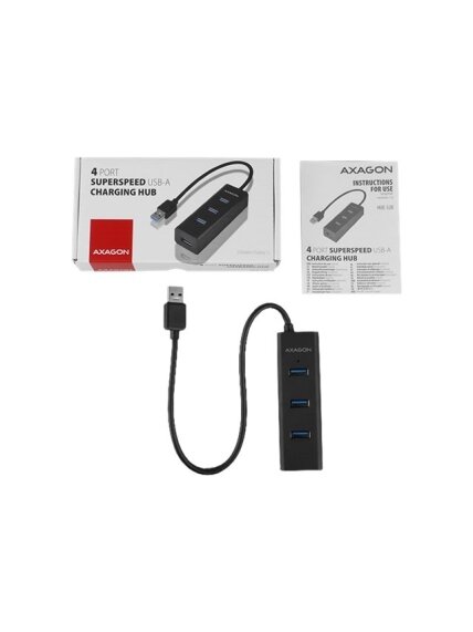 AXAGON Four-port USB 3.0 hub with fast charging and power support | HUE-S2B 7 AXAGON Four-port USB 3.0 hub with fast charging and power support | HUE-S2B 7
