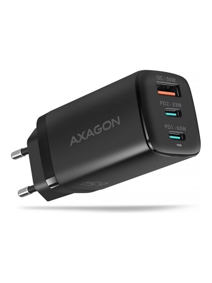 AXAGON GaN wallcharger 3x port (USB-A + 2x USB-C), 65W | ACU-DPQ65 AXAGON GaN wallcharger 3x port (USB-A + 2x USB-C), 65W | ACU-DPQ65