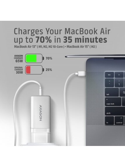 AXAGON GaN wallcharger 3x port (USB-A + 2x USB-C), PD3.0/PPS/QC4+/SFC2.0/AFC/SCP/FCP/Apple, 65W | ACU-DPQ65W 7 AXAGON GaN wallcharger 3x port (USB-A + 2x USB-C), PD3.0/PPS/QC4+/SFC2.0/AFC/SCP/FCP/Apple, 65W | ACU-DPQ65W 7