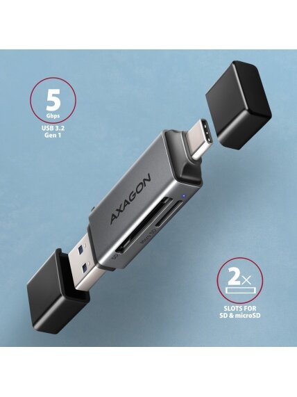 AXAGON Mobile USB 3.2 Gen 1 MINI card reader with USB-C and USB-A connectors | CRE-DAC 1