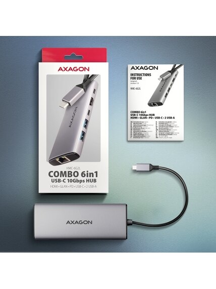 AXAGON Multi port USB-C 10Gbps hub | HMC-6G2L 7