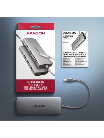 AXAGON Multi port USB-C 5Gbps hub | HMC-8HLSA 7