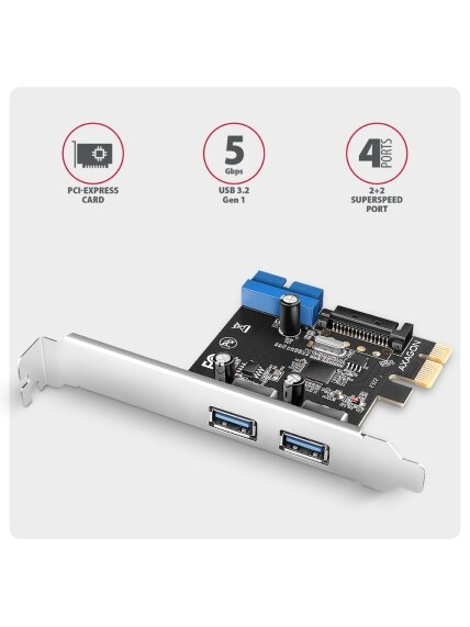 AXAGON PCI-Express card with a pair of internal and a pair of external USB 5Gbps ports | PCEU-232RS 1 AXAGON PCI-Express card with a pair of internal and a pair of external USB 5Gbps ports | PCEU-232RS 1