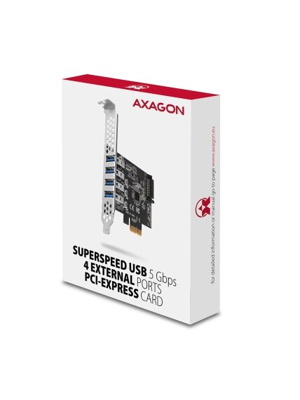 AXAGON PCI-Express card with four external USB 3.2 Gen1 ports with dual power | PCEU-43RS 5
