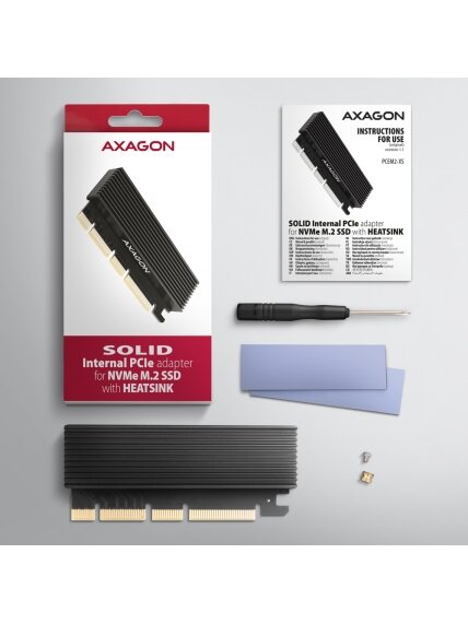 AXAGON PCI-Express x16 adapter with cooler for connecting an NVMe M.2 SSD drive to a computer | PCEM2-XS 5 AXAGON PCI-Express x16 adapter with cooler for connecting an NVMe M.2 SSD drive to a computer | PCEM2-XS 5