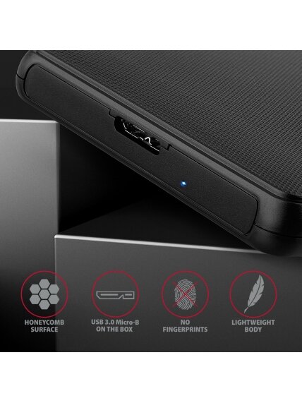 AXAGON Screwless USB 3.2 Gen 1 - SATA 6G external box for 2.5" SSD/HDD | EE25-SL 4 AXAGON Screwless USB 3.2 Gen 1 - SATA 6G external box for 2.5" SSD/HDD | EE25-SL 4