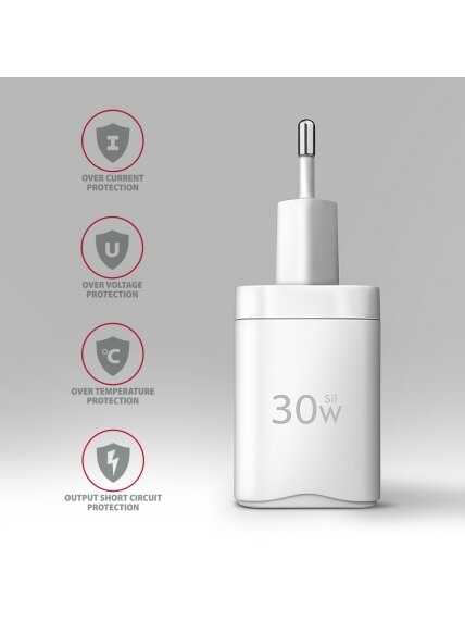 AXAGON Sil wallcharger 1x port USB-C, PD3.0 /PPS/QC4+/SFC/AFC/Apple, 30w | ACU-PD30W 4