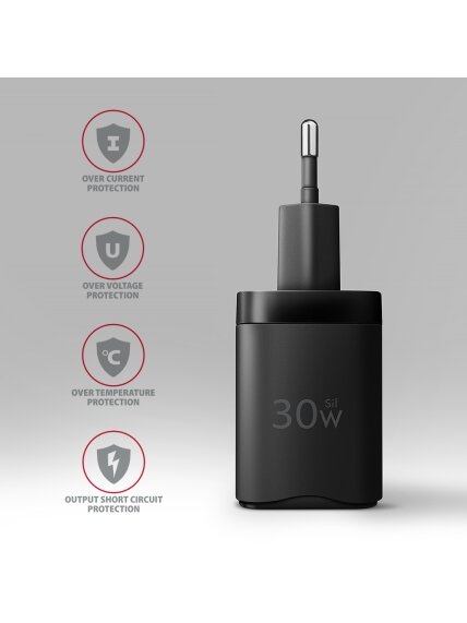 AXAGON Sil wallcharger 1x port USB-C, PD3.0/PPS/QC4+/SFC/AFC/Apple, 30W | ACU-PD30 5