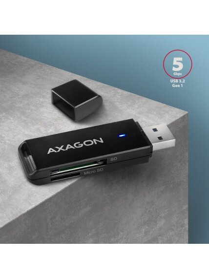AXAGON Slim super-speed USB 3.2 Gen 1 card reader with a direct USB-A connector | CRE-S2N 1
