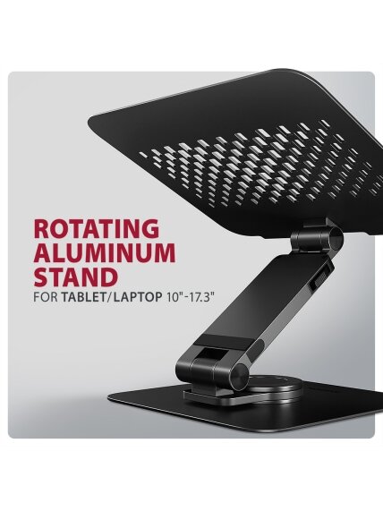 AXAGON STND-LRB stand with 360° rotation for laptops and tablets | Adjustable Height, Angle | 10-17.3 " | Maximum weight (capacity) 5 kg | Black 3 AXAGON STND-LRB stand with 360° rotation for laptops and tablets | Adjustable Height, Angle | 10-17.3 " | Maximum weight (capacity) 5 kg | Black 3