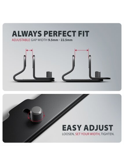 AXAGON STND-VB vertical stand for laptops and tablets | Adjustable width | 10-17.3 " | Black 3 AXAGON STND-VB vertical stand for laptops and tablets | Adjustable width | 10-17.3 " | Black 3