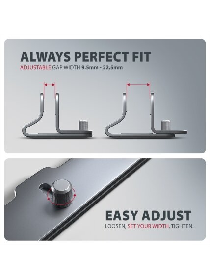 AXAGON STND-VG vertical stand for laptops and tablets | Adjustable width | 10-17.3 " | Grey 4 AXAGON STND-VG vertical stand for laptops and tablets | Adjustable width | 10-17.3 " | Grey 4
