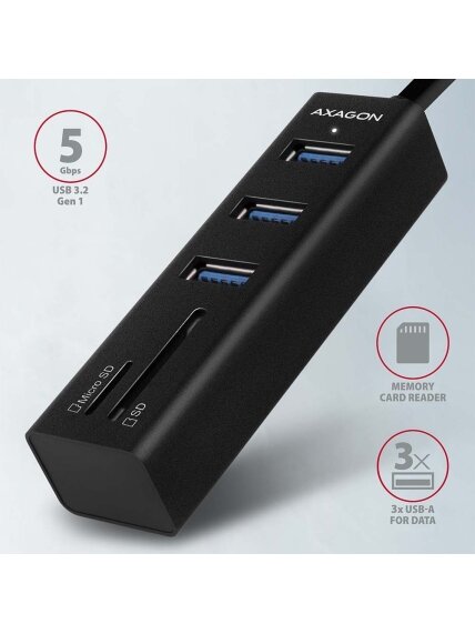 AXAGON SuperSpeed USB-A Hub and Card Reader | HMA-CR3A 1 AXAGON SuperSpeed USB-A Hub and Card Reader | HMA-CR3A 1