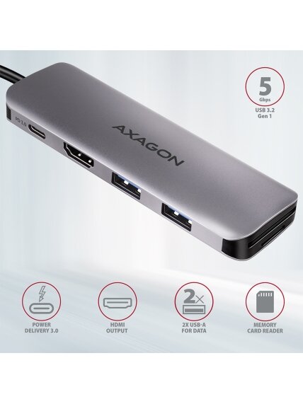 AXAGON SuperSpeed USB-C COMBO 5in1 Hub | HMC-5 1 AXAGON SuperSpeed USB-C COMBO 5in1 Hub | HMC-5 1