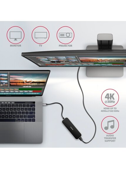AXAGON SuperSpeed USB-C Combo 6in1 Hub | HMC-6H4A 2