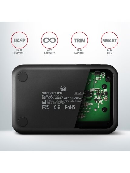 AXAGON | SuperSpeed USB DUAL 2.5" SSD/HDD MINI dock | ADSA-D25 5