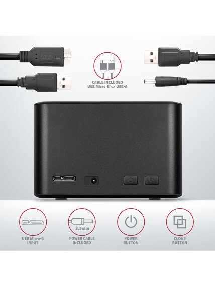 AXAGON | SuperSpeed USB DUAL 2.5" SSD/HDD MINI dock | ADSA-D25 6 AXAGON | SuperSpeed USB DUAL 2.5" SSD/HDD MINI dock | ADSA-D25 6