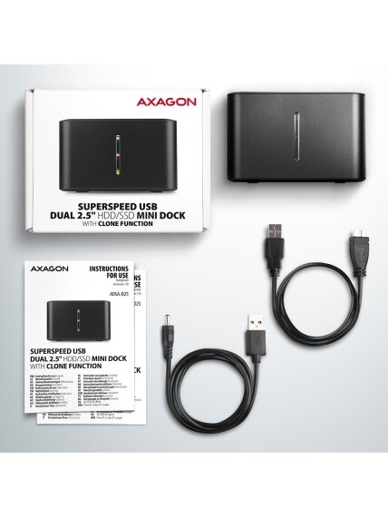 AXAGON | SuperSpeed USB DUAL 2.5" SSD/HDD MINI dock | ADSA-D25 8 AXAGON | SuperSpeed USB DUAL 2.5" SSD/HDD MINI dock | ADSA-D25 8