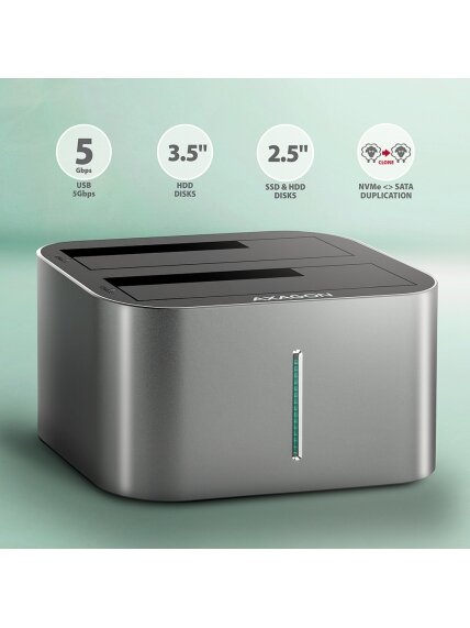 AXAGON | SuperSpeed USB DUAL 2.5"/3.5" HDD/SSD DUAL dock | ADSA-DC 1