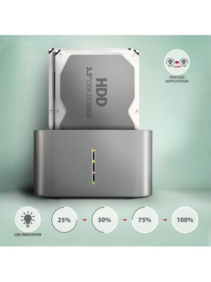 AXAGON | SuperSpeed USB DUAL 2.5"/3.5" HDD/SSD DUAL dock | ADSA-DC 2 AXAGON | SuperSpeed USB DUAL 2.5"/3.5" HDD/SSD DUAL dock | ADSA-DC 2