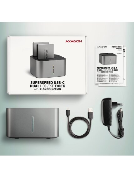 AXAGON | SuperSpeed USB DUAL 2.5"/3.5" HDD/SSD DUAL dock | ADSA-DC 8