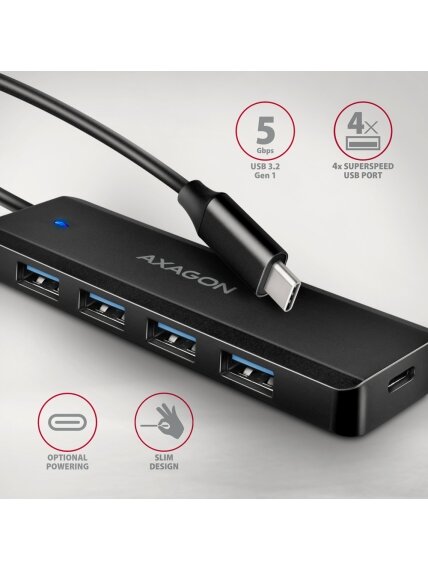 AXAGON Travel four-port USB-C 5Gbps hub | HUE-C1C 1