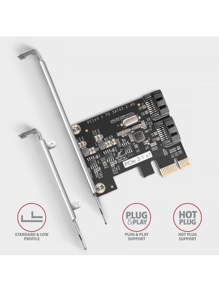 AXAGON Two-channel SATA III PCI-Express controller with two internal SATA port outputs | PCES-SJ2 2