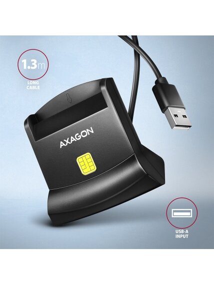 AXAGON Universal desktop USB contact Smart card/ID card reader with long, USB-A cable | CRE-SM4N 2 AXAGON Universal desktop USB contact Smart card/ID card reader with long, USB-A cable | CRE-SM4N 2