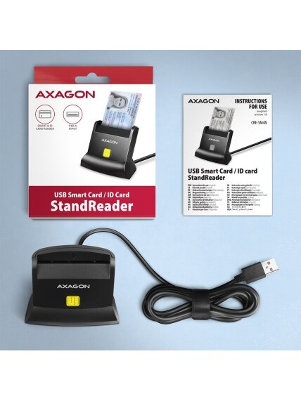 AXAGON Universal desktop USB contact Smart card/ID card reader with long, USB-A cable | CRE-SM4N 4 AXAGON Universal desktop USB contact Smart card/ID card reader with long, USB-A cable | CRE-SM4N 4